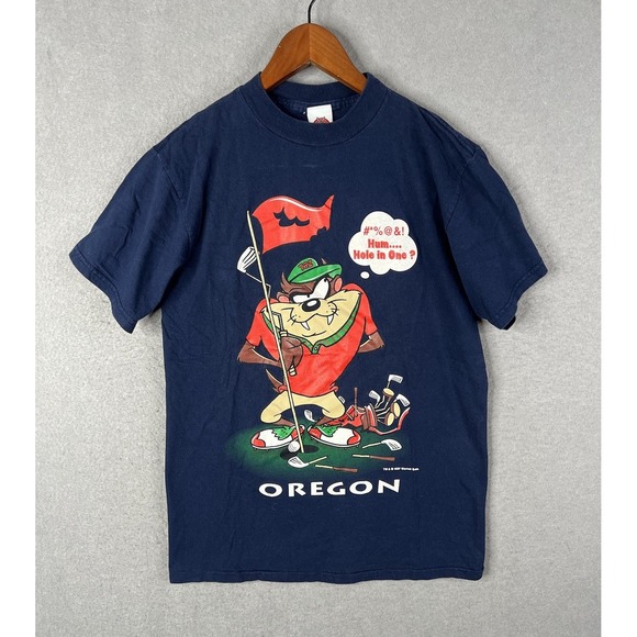 Vintage 90's Taz Oregon Looney Tunes Warner Bro Golf 1997 Mens Medium - Picture 1 of 8